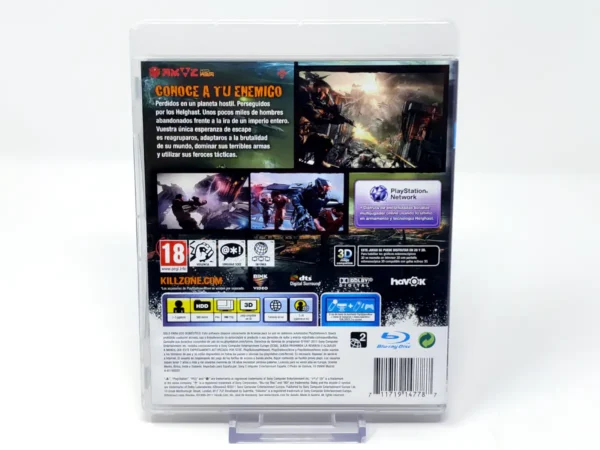 Parte trasera de Killzone 3 (ESP) para PlayStation 3, edición PAL España