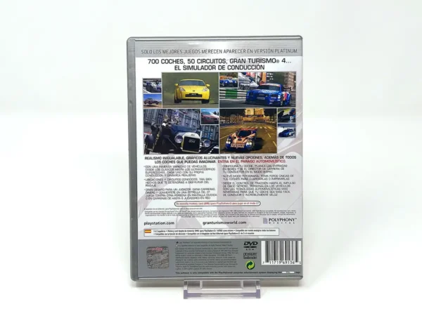 Parte trasera de Gran Turismo 4 (ESP) (Platinum) para PlayStation 2, edición PAL España