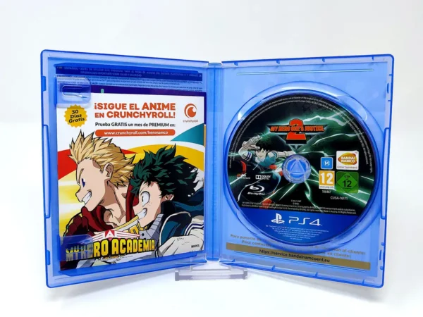 Interior del juego My Hero One's Justice 2 (ESP) para PlayStation 4 con disco y manual