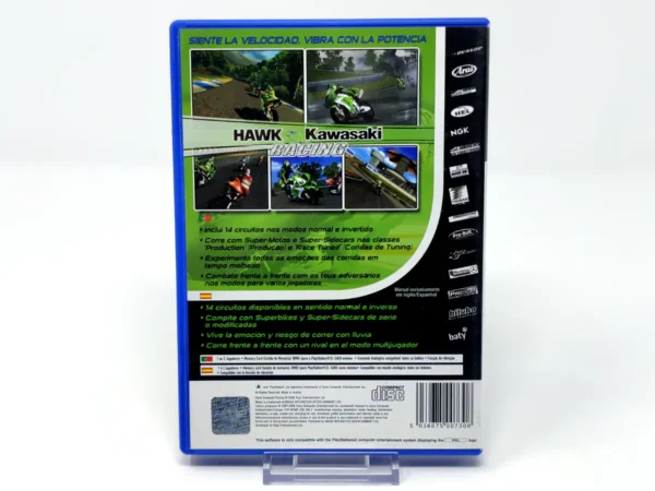 Parte trasera de Hawk Kawasaki Racing (ESP) para PlayStation 2, edición PAL España