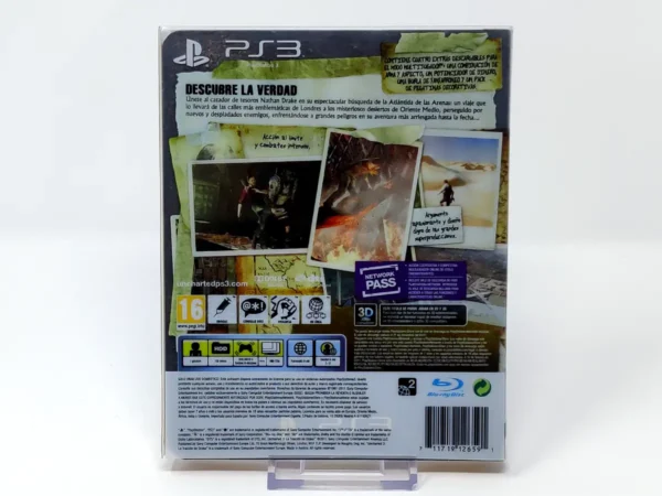 Parte trasera de Uncharted 3: La Traición de Drake (Edición Especial) (ESP) para PlayStation 3, edición PAL España