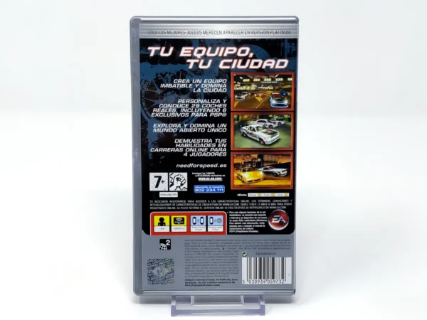 Parte trasera de Need for Speed: Carbono: Domina la Ciudad (ESP) (Platinum) para PSP, edición PAL España