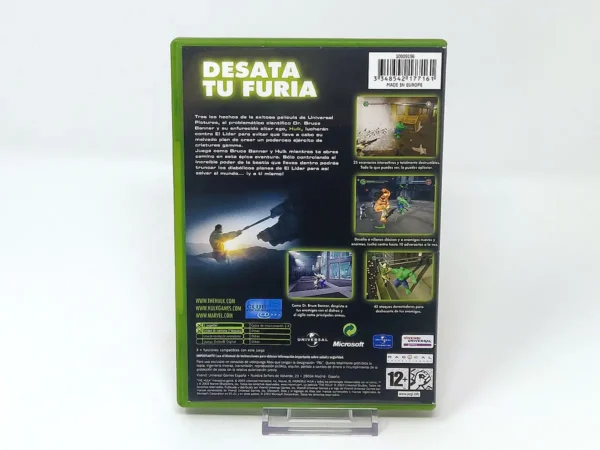 Parte trasera de Hulk (ESP) para XBOX, edición PAL España