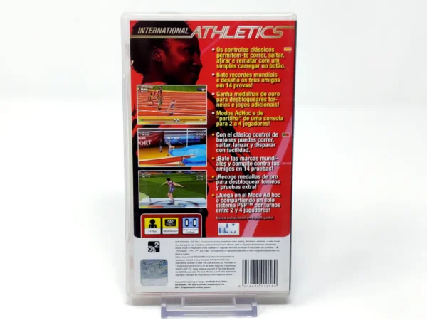Parte trasera de International Athletics (ESP) para PSP, edición PAL España