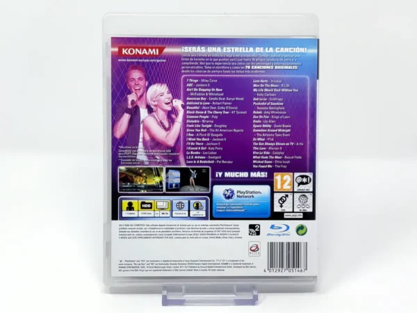 Parte trasera de Karaoke Revolution (ESP) para PlayStation 3, edición PAL España