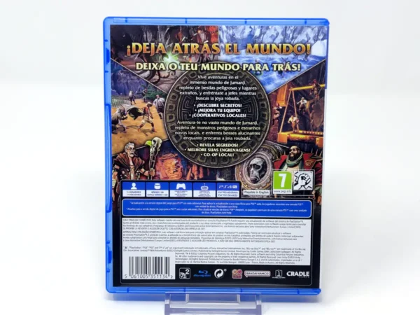 Parte trasera de Jumanji: Aventuras Salvajes (ESP) para PlayStation 4, edición PAL España