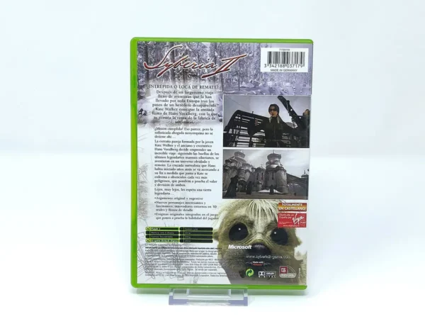 Parte trasera de Syberia II (ESP) para XBOX, edición PAL España