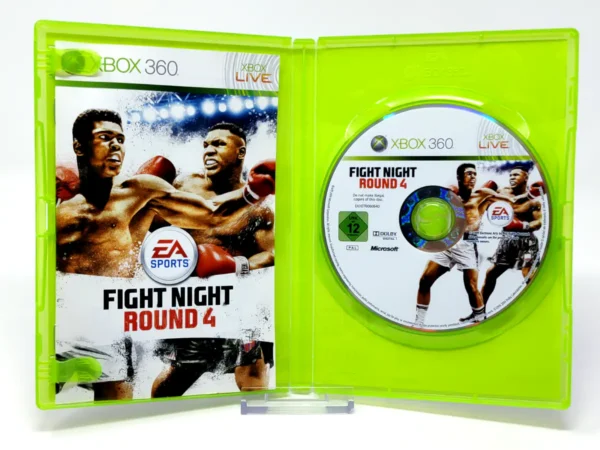 Interior del juego Fight Night Round 4 (ESP) para XBOX 360 con disco y manual