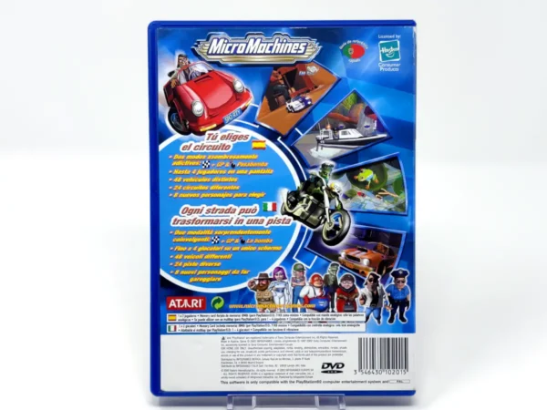 Parte trasera de Micro Machines (ESP) para PlayStation 2, edición PAL España
