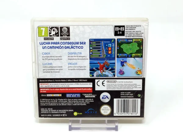 Parte trasera de Spore: La Batalla de los Héroes (ESP) para Nintendo DS, edición PAL España