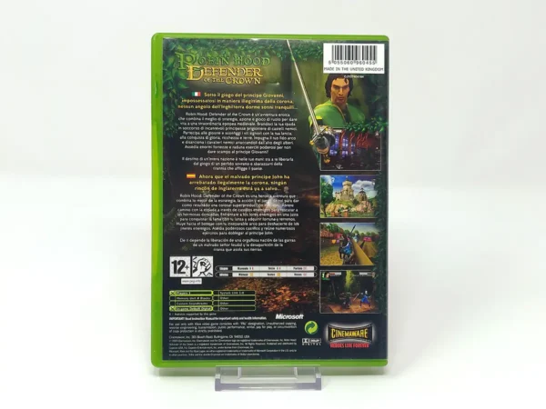 Parte trasera de Robin Hood: Defender of the Crown (ESP) para XBOX, edición PAL España