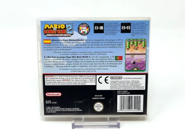 Parte trasera de Mario vs. Donkey Kong 2: La Marcha de los Minis (ESP) para Nintendo DS, edición PAL España