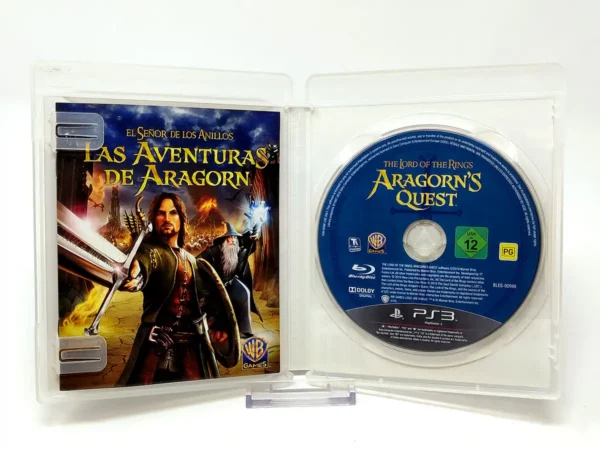 Interior del juego El Señor de los Anillos: Las Aventuras de Aragorn (ESP) para PlayStation 3 con disco y manual