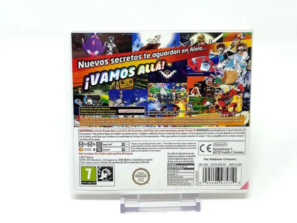 Parte trasera de Pokemon Ultra Sol (ESP) para Nintendo 3DS, edición PAL España