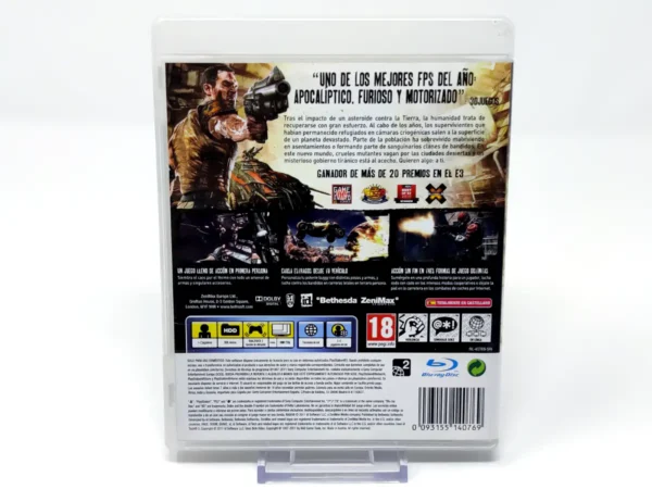 Parte trasera de Rage (ESP) para PlayStation 3, edición PAL España