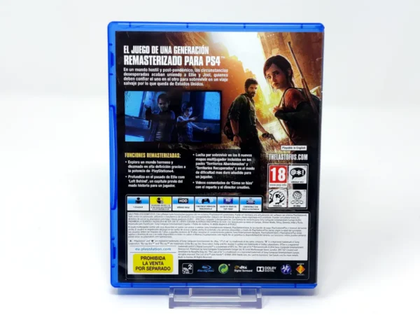 Parte trasera de The Last of Us: Remastered (ESP) para PlayStation 4, edición PAL España