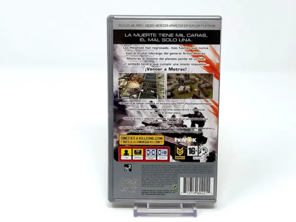 Parte trasera de Killzone: Liberation (ESP) (Platinum) para PSP, edición PAL España