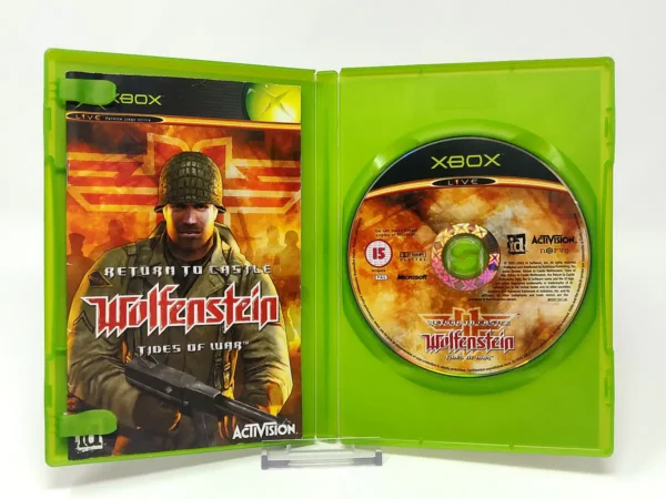 Interior del juego Return to Castle Wolfenstein: Tides of War (ESP) para XBOX con disco y manual