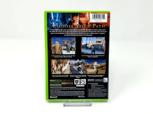 Parte trasera de Star Wars: Knights of the Old Republic (UK) para XBOX, edición PAL UK