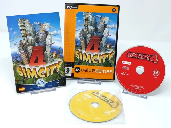Interior del juego SimCity 4 (ESP) para PC con disco y manual