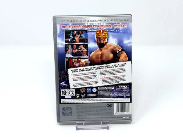 Parte trasera de WWE SmackDown vs. Raw 2007 (ESP) (Platinum) para PlayStation 2, edición PAL España