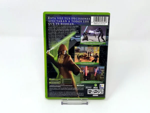 Parte trasera de Star Wars: Caballeros de la Antigua República II: Los Señores Sith (ESP) para XBOX, edición PAL España
