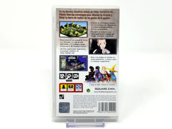 Parte trasera de Final Fantasy Tactics: The War of the Lions (ESP) para PSP, edición PAL España