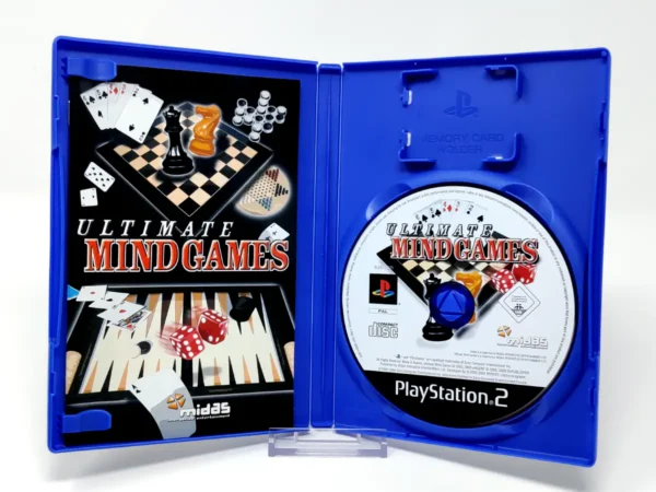 Interior del juego Ultimate Mind Games (ESP) para PlayStation 2 con disco y manual