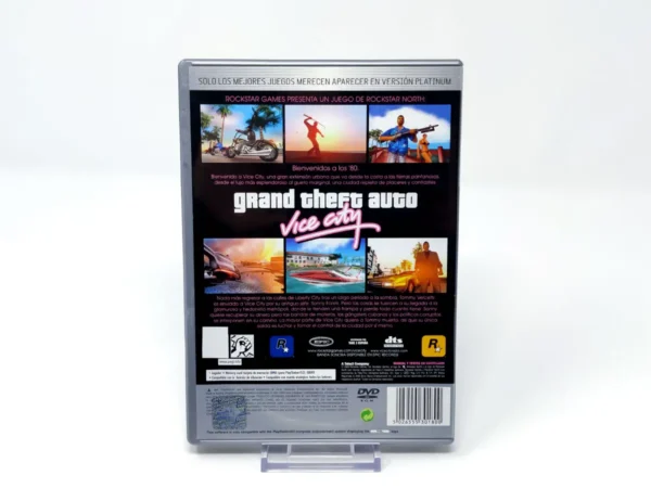 Parte trasera de Grand Theft Auto: Vice City (ESP) (Platinum) para PlayStation 2, edición PAL España