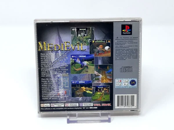 Parte trasera de MediEvil (ESP) (Platinum) para PlayStation 1, edición PAL España