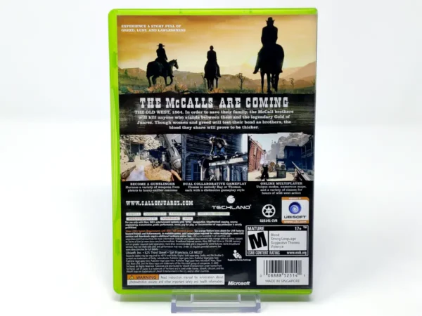 Parte trasera de Call of Juarez: Bound in Blood (USA) para XBOX 360, edición NTSC USA