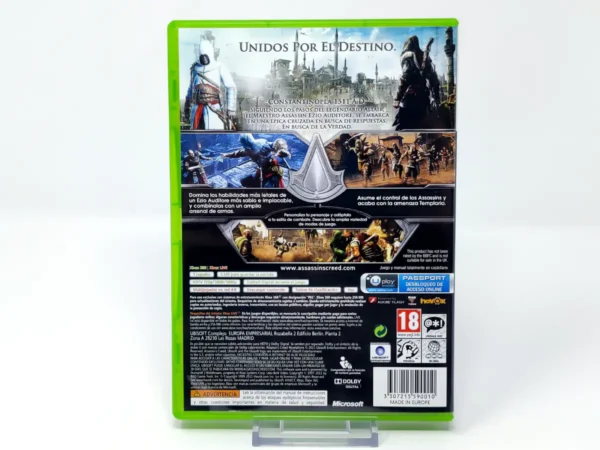 Parte trasera de Assassin's Creed: Revelations (ESP) para XBOX 360, edición PAL España