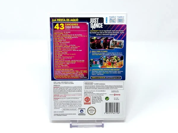 Parte trasera de Just Dance 4 (ESP) para Nintendo Wii, edición PAL España