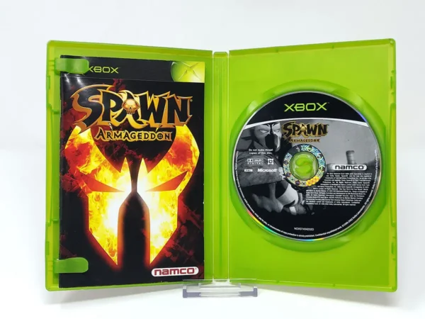 Interior del juego Spawn: Armageddon (ESP) (v2) para XBOX con disco y manual