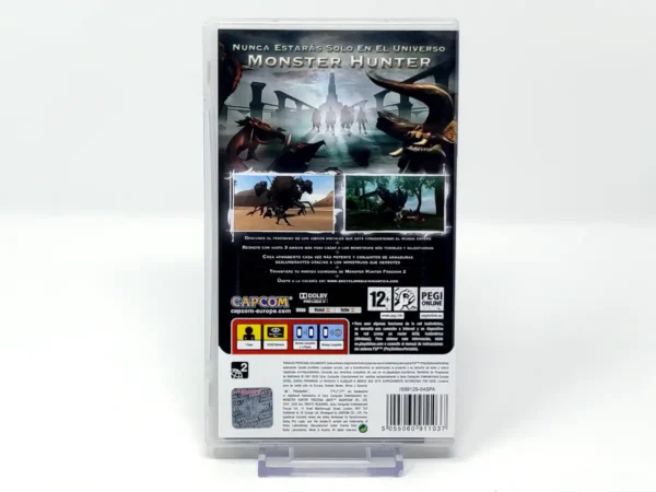 Parte trasera de Monster Hunter Freedom Unite (ESP) para PSP, edición PAL España