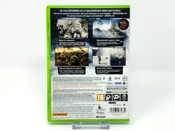 Parte trasera de Battlefield: Bad Company 2 (ESP) para XBOX 360, edición PAL España