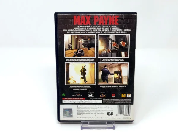 Parte trasera de Max Payne (ESP) para PlayStation 2, edición PAL España