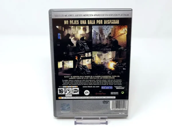 Parte trasera de Black (ESP) (Platinum) para PlayStation 2, edición PAL España