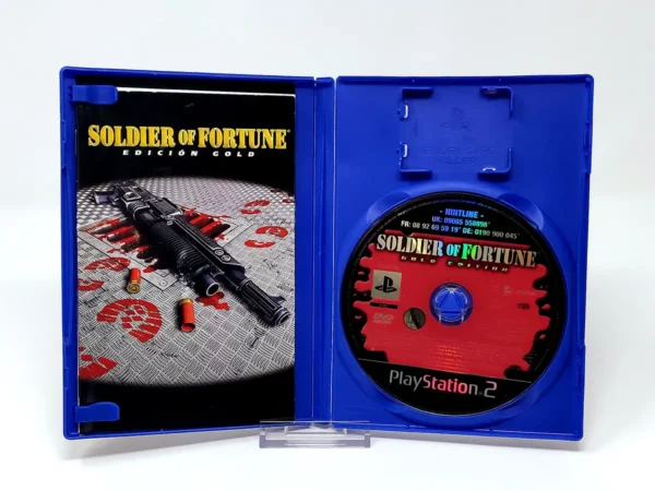 Interior del juego Soldier of Fortune: Edición Gold (ESP) para PlayStation 2 con disco y manual