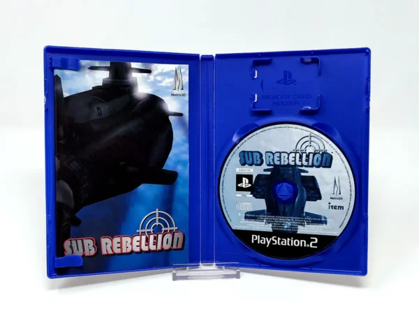 Interior del juego Sub Rebellion (UK) para PlayStation 2 con disco y manual