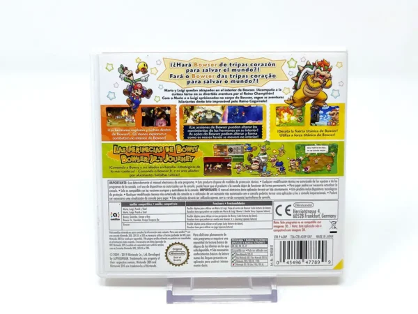 Parte trasera de Mario & Luigi: Bowser's Inside Story + Bowser Jr.'s Journey (ESP) para Nintendo 3DS, edición PAL España