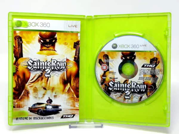 Interior del juego Saints Row 2 (ESP) para XBOX 360 con disco y manual