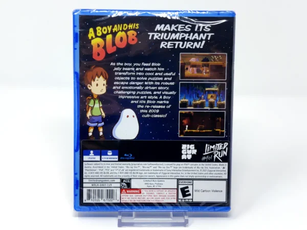 Parte trasera de A Boy and His Blob (USA) (Limited Run) (Precintado) para PlayStation 4, edición NTSC USA