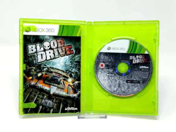 Interior del juego Blood Drive (UK) para XBOX 360 con disco y manual