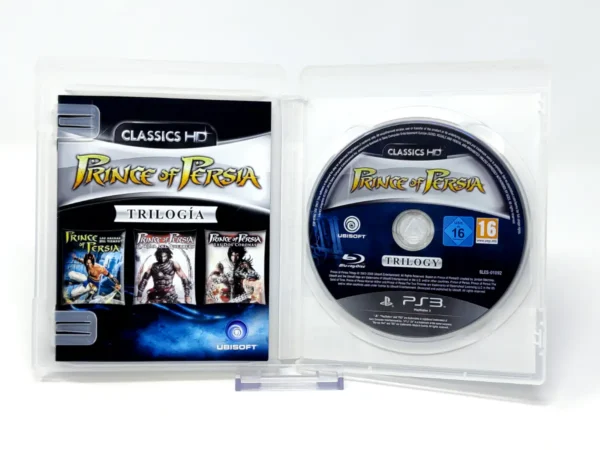 Interior del juego Prince of Persia Trilogy (ESP) (Classics HD) para PlayStation 3 con disco y manual