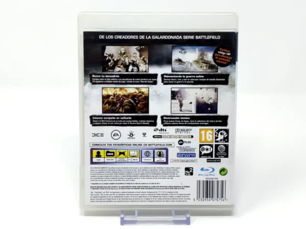 Parte trasera de Battlefield: Bad Company 2 (ESP) para PlayStation 3, edición PAL España