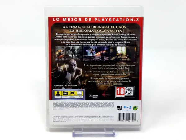 Parte trasera de God of War III (ESP) (Essentials) para PlayStation 3, edición PAL España