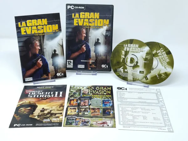 Interior del juego La Gran Evasión (ESP) para PC con disco y manual