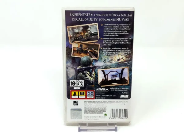 Parte trasera de Call of Duty: Roads to Victory (ESP) para PSP, edición PAL España