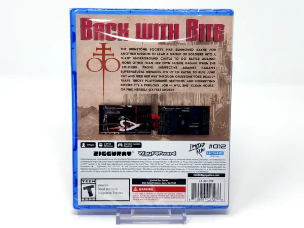 Parte trasera de BloodRayne: Betrayal - Fresh Bites (USA) (Limited Run) (Precintado) para PlayStation 5, edición NTSC USA